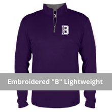 Load image into Gallery viewer, Embroidered "B" Lightweight Performance 1/4 Zip