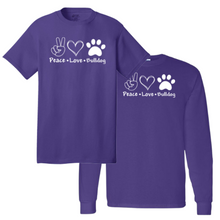 Load image into Gallery viewer, Love Peace Bulldog Paw Shirt

